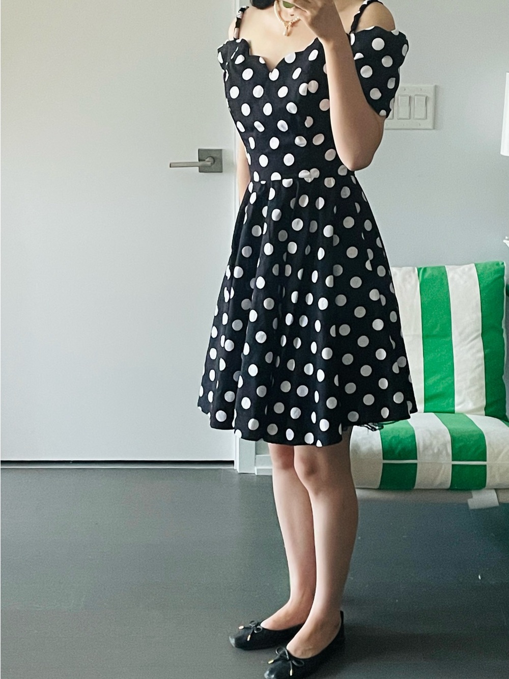 Vintage nu-mode polka dots dress 100% cotton made in Canada